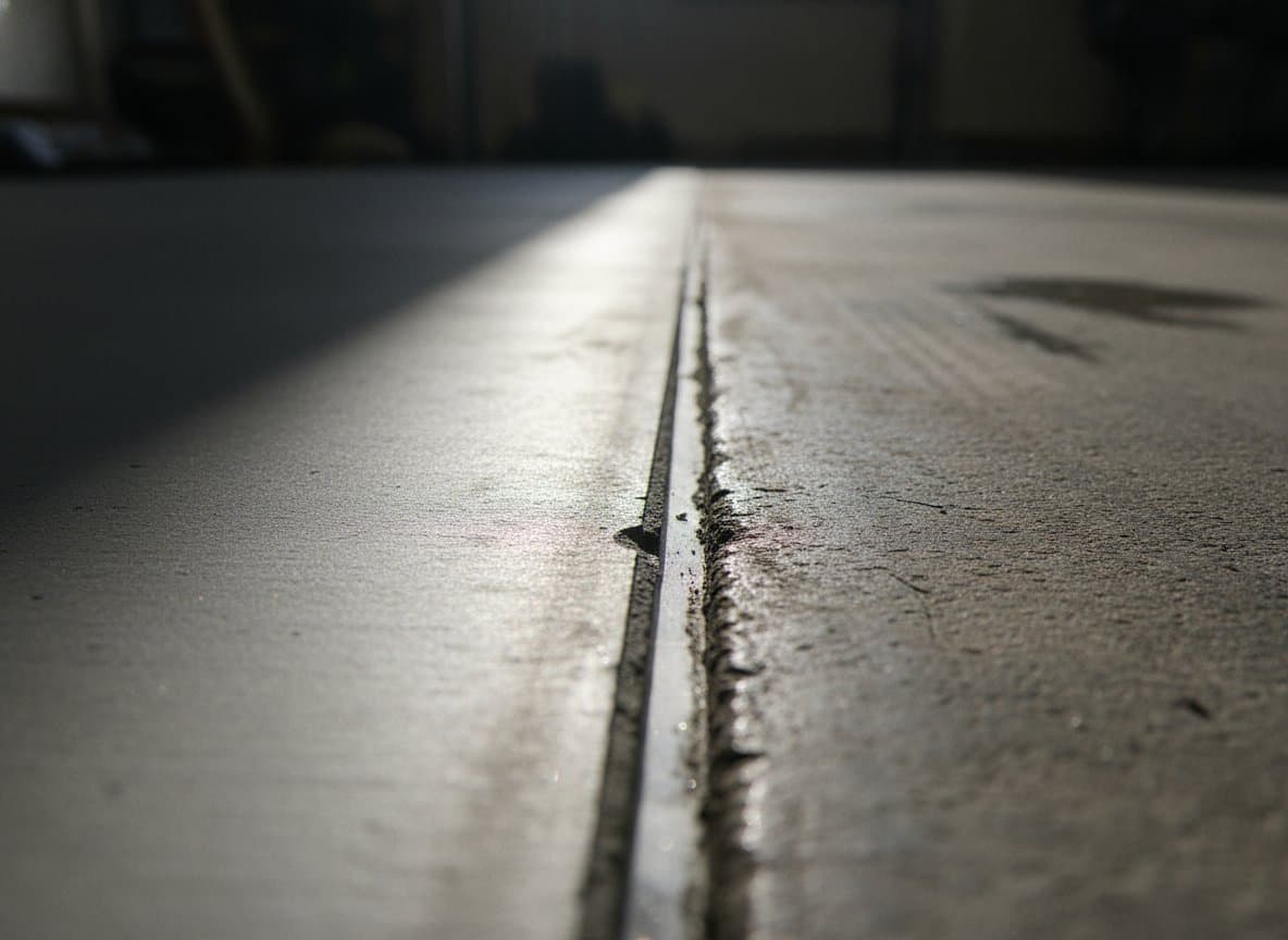 Control joint in a new slab near a garage.